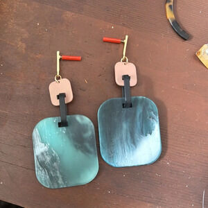 MERMAID OCEAN EARRINGS - resin earrings - marble earrings - acrylic blue pink